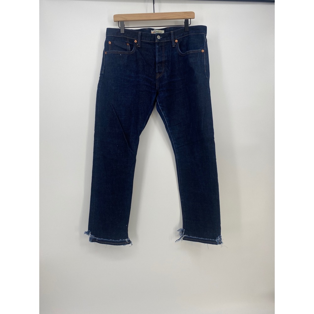 Gap 1969 Skinny Jeans 36x30 Blue Good Kaihara Japanese Selvedge Stretch Frayed